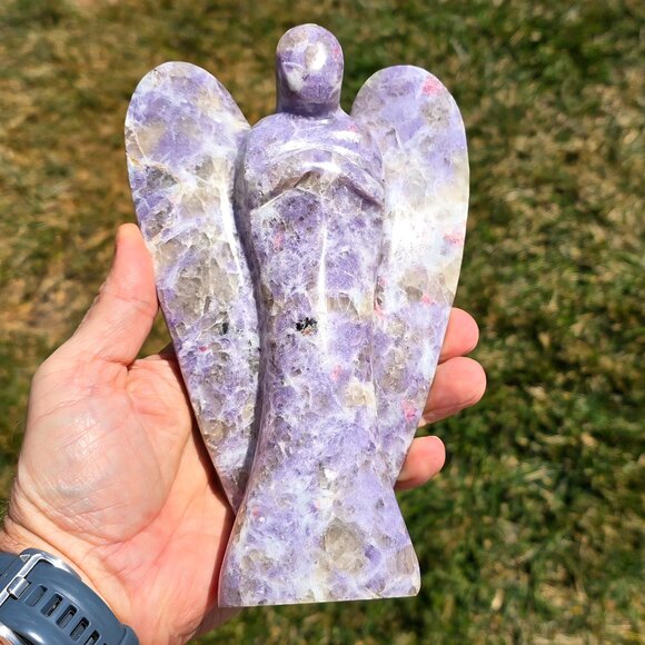 Etched Lepidolite Angel – Peace • Emotional Healing • Divine Support - Picture 5 of 5